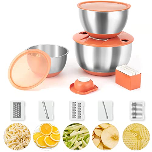 Mixing Bowls Set of 3 Stainless Steel with Airtight Lids E472275