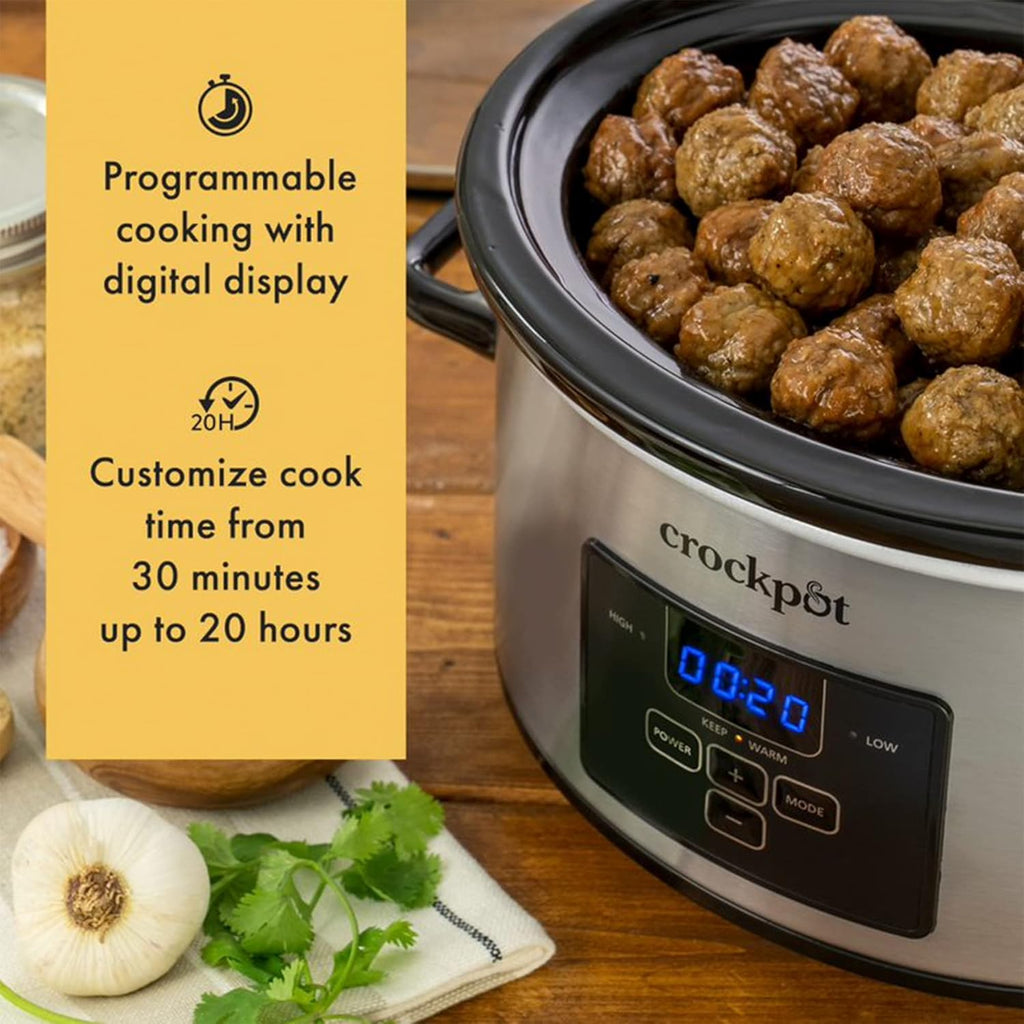 4 Quart Programmable Slow Cooker with Locking Lid, Stainless Steel U894