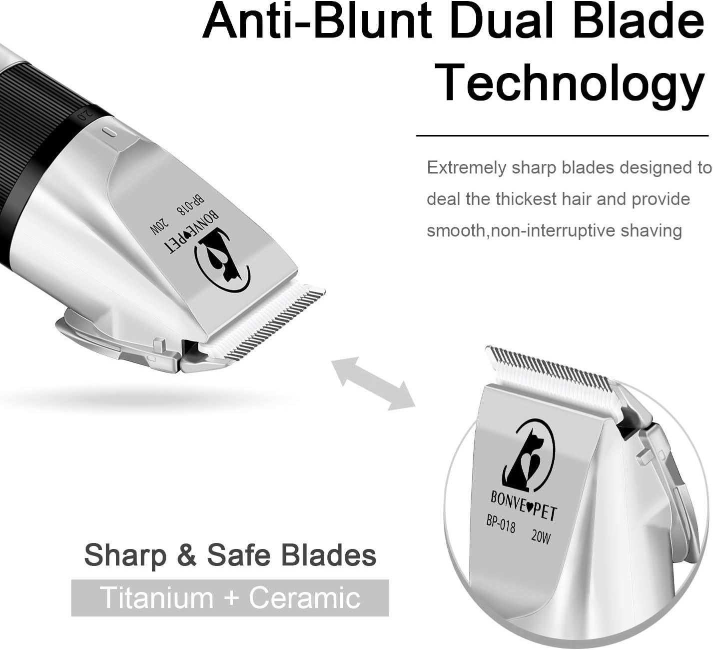 Pet Dog Clippers, Quiet Electric Cordless Rechargeable Dog Hair Clippers Pack of 2 B469613