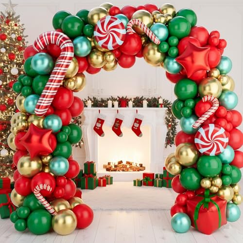 149PCS Red Green Gold Balloon Garland Arch Kit T100252