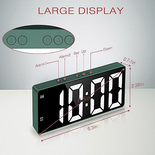 6.5'' LED Digital Alarm Clock with USB Charging Port, Dual Alarm, Snooze H3420