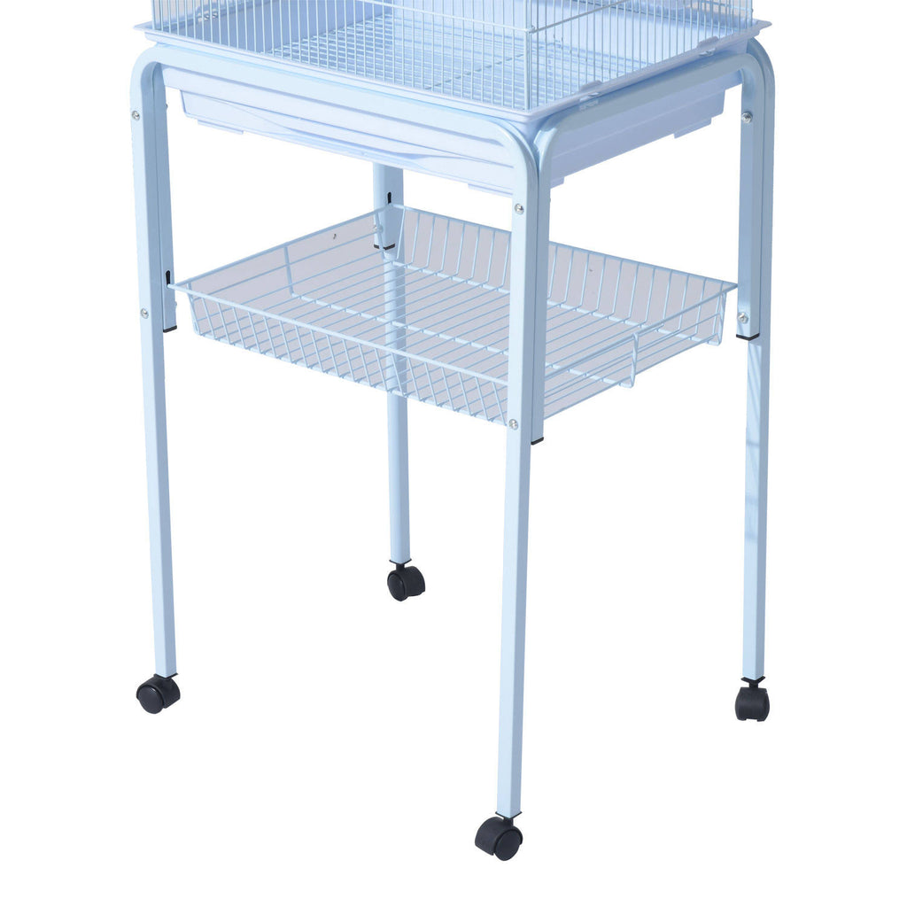 White Metal Bird Cage with Wheels Z618