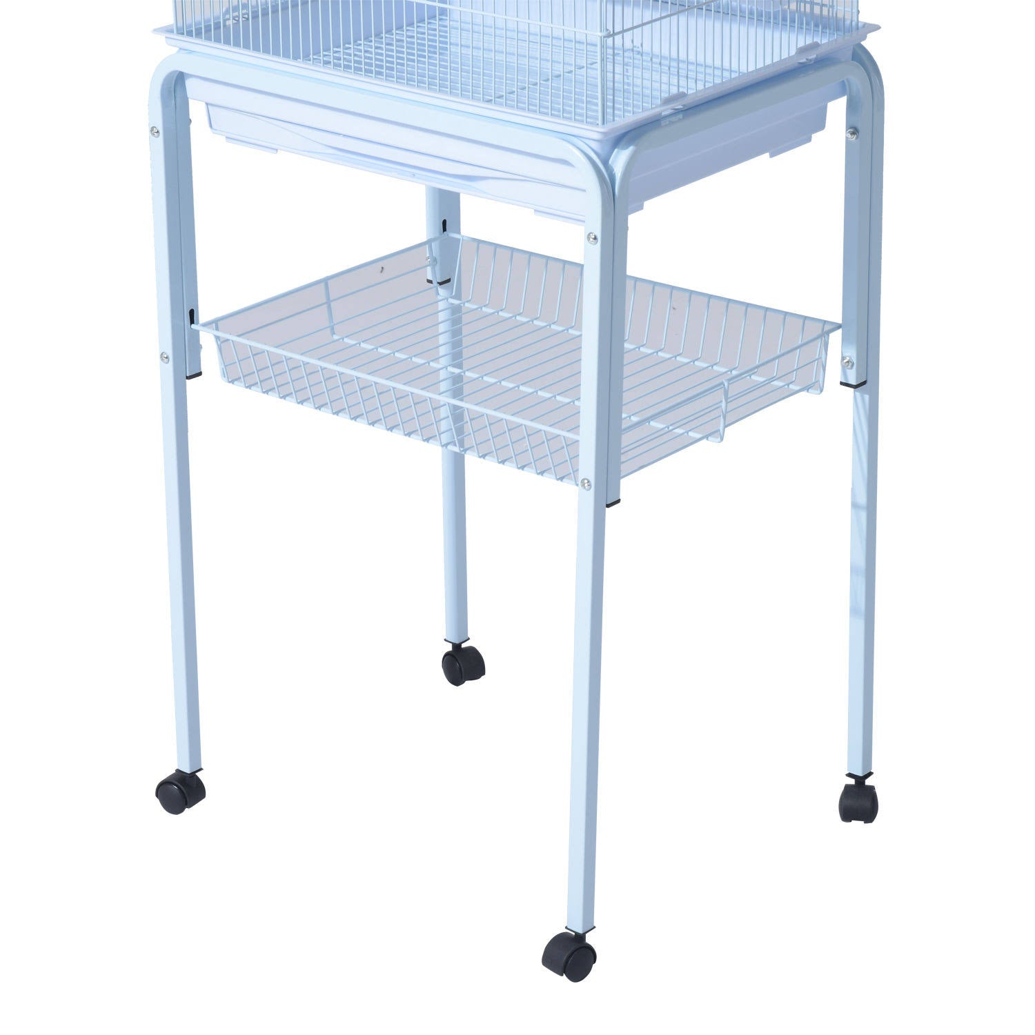 White Metal Bird Cage with Wheels Z618