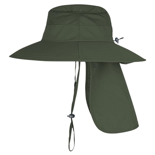 UPF 50+ Breathable Wide Brim Bucket Hat with Neck Flap X1210