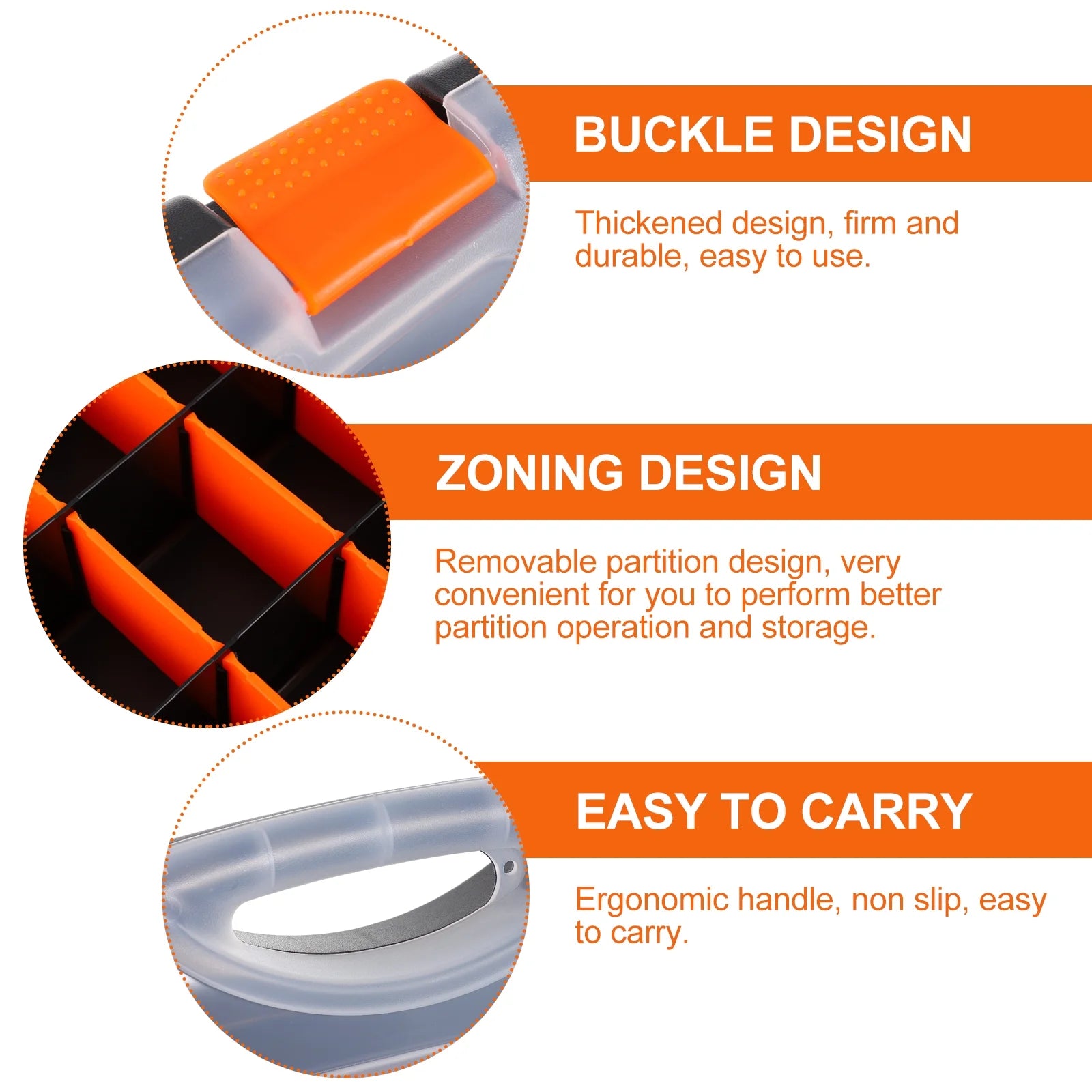 2pcs Black Orange Impact Resistant Polymer Storage Bins With Removable Dividers I902