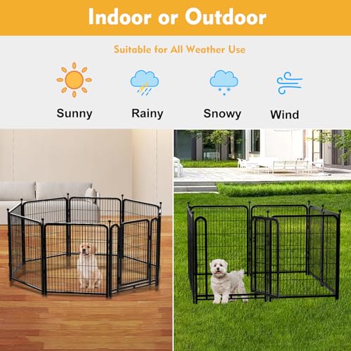 32 in H 8 Panels Metal Dog Fence Y42070