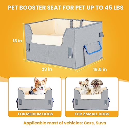 Elevated Dog Booster Seat Pet Travel Carrier Bed with Adjustable Straps P17652