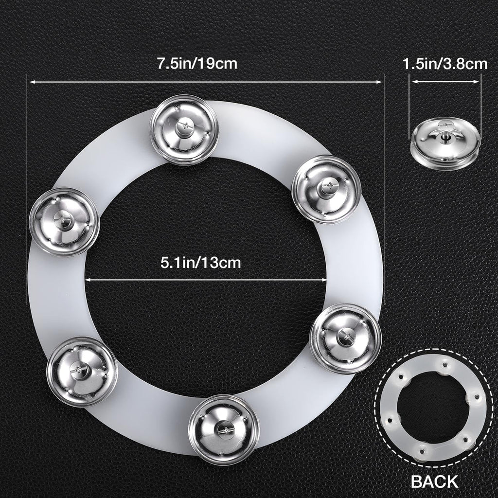 Silicone Single Rows 6 Pair Cymbal Tambourine with Stainless Steel Jingles D83619