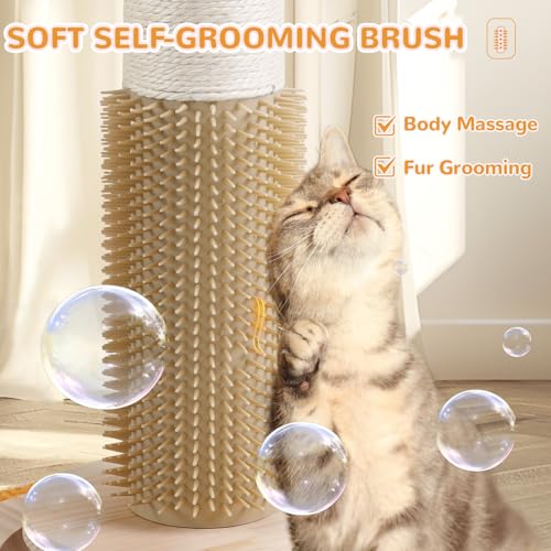 45'' Tall Sisal Rope Cat Scratching Post with Interactive Ball Toys (pink) C193