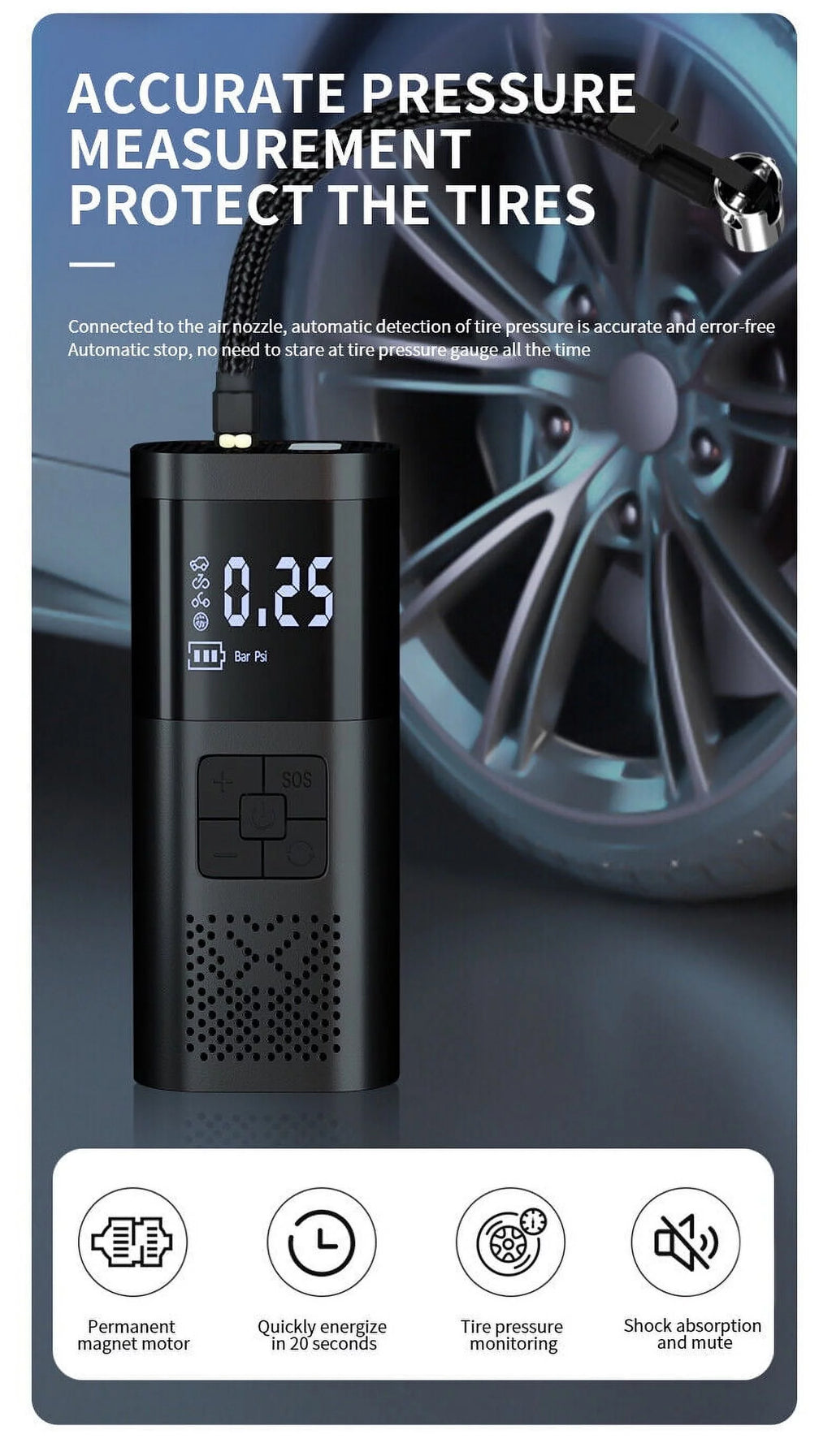 Portable 150PSI Digital Electric Tire Inflator Air Pump W30215
