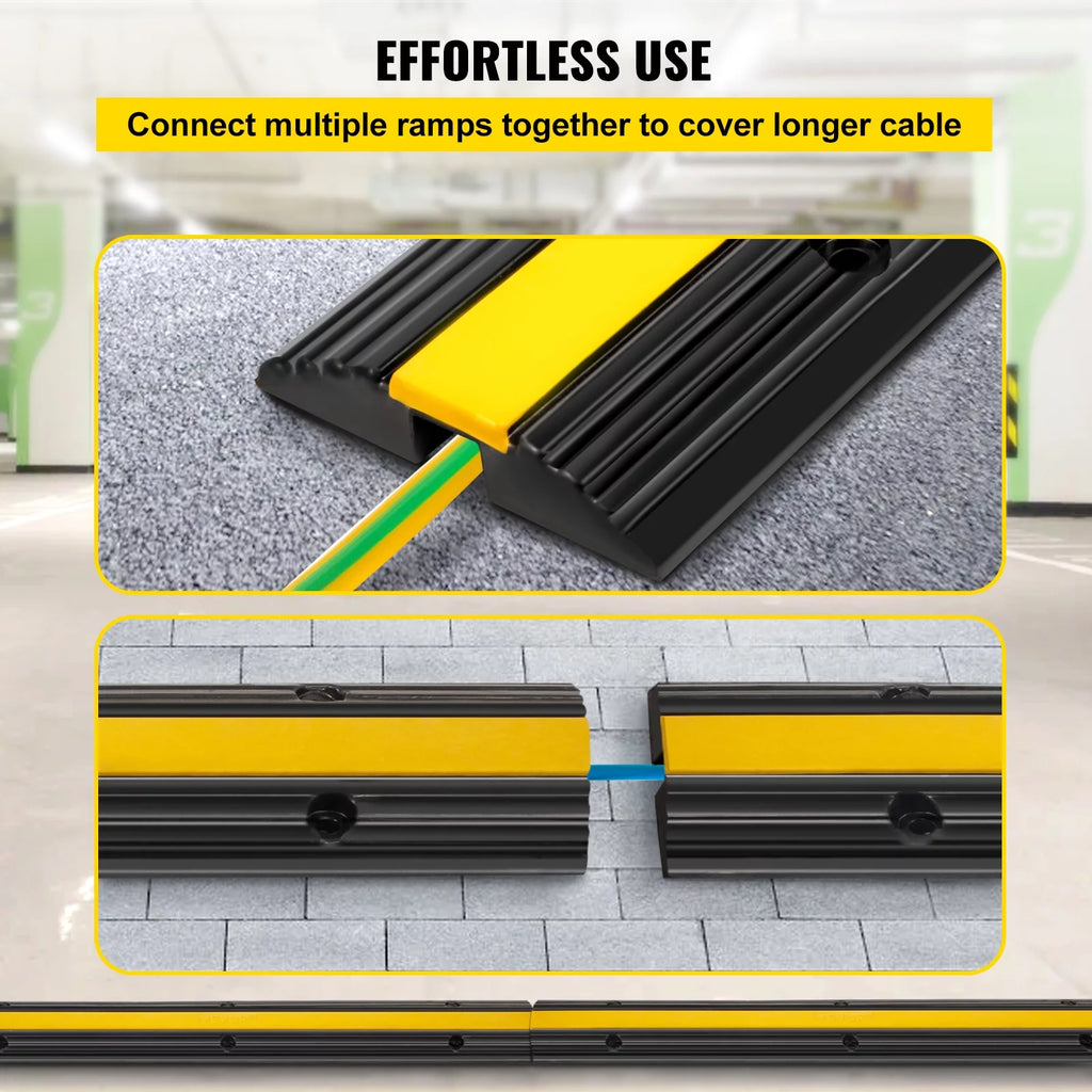 4 Pack 1-Channel Rubber Cable Protector Ramps Heavy Duty L105