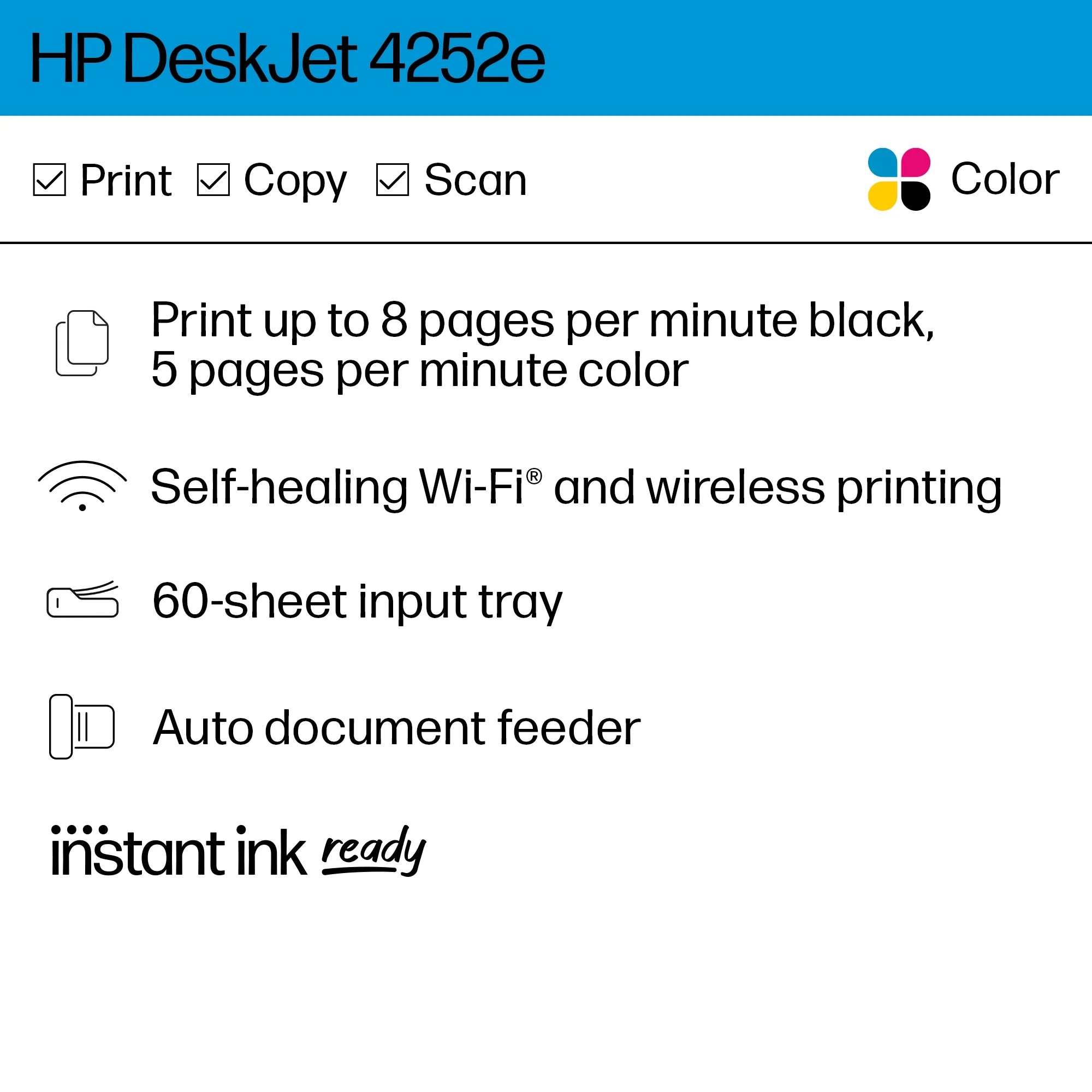 Wireless All-in-One Color Inkjet Printer Scanner Copier E572