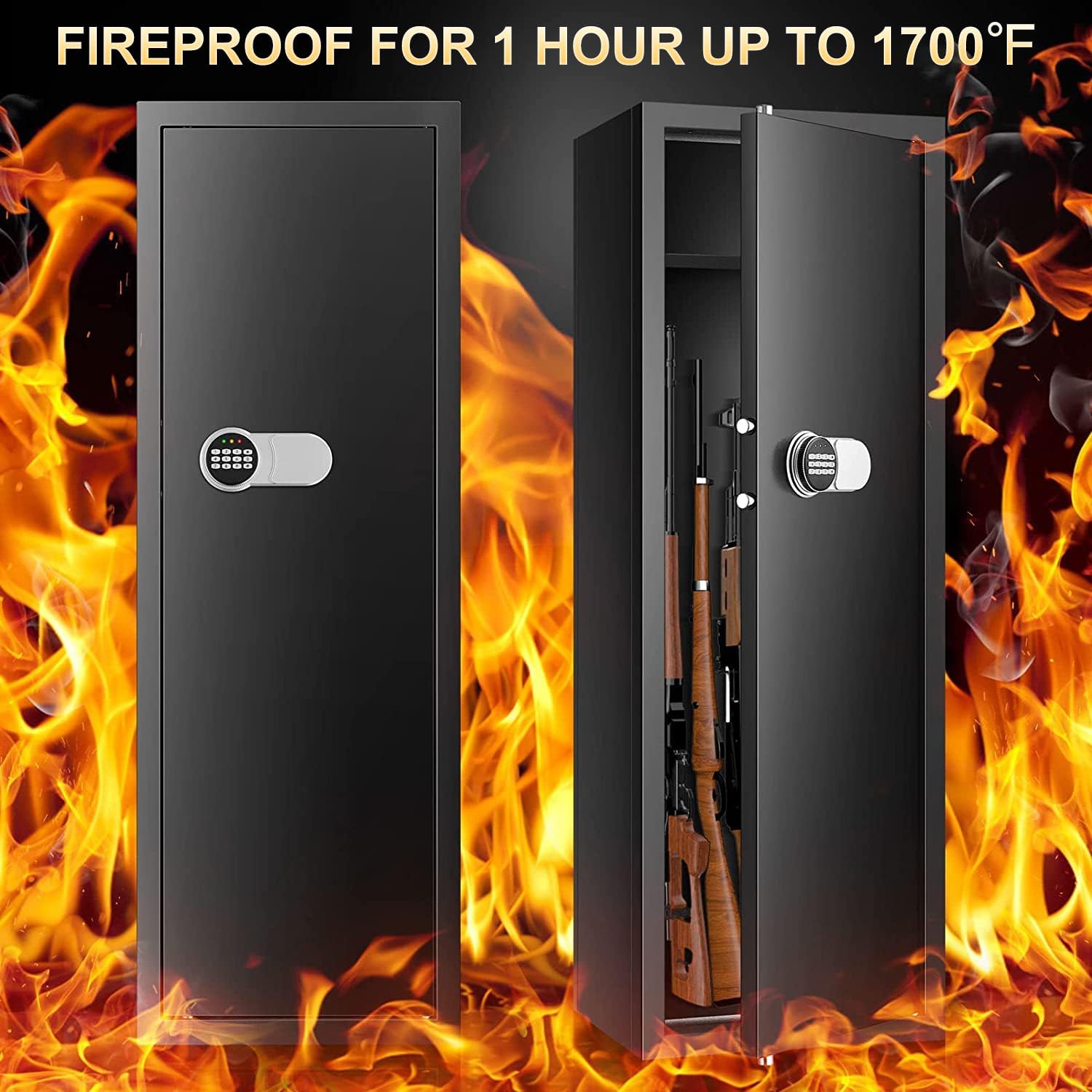 Black 7-8 Fireproof Gun Safe with Digital Keypad F9645