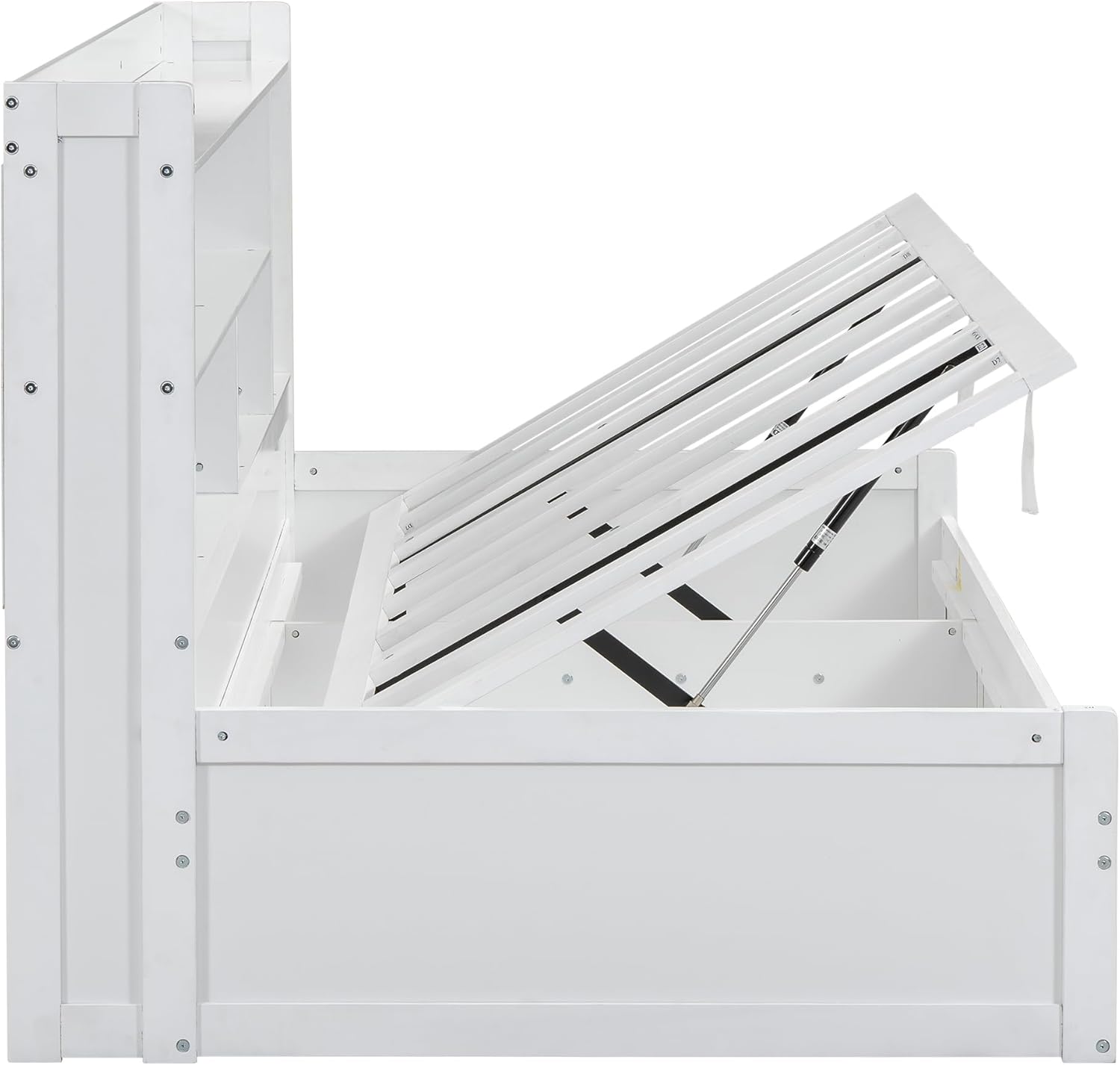 White Twin Size Daybed with Storage Bookcases and USB Charging Station K198
