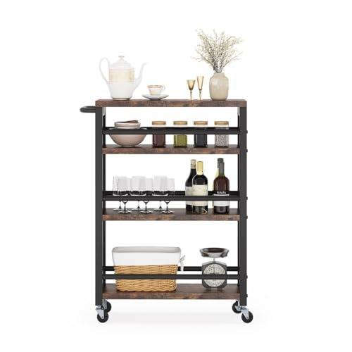 Black 4-Tier Slim Rolling Storage Cart J405976