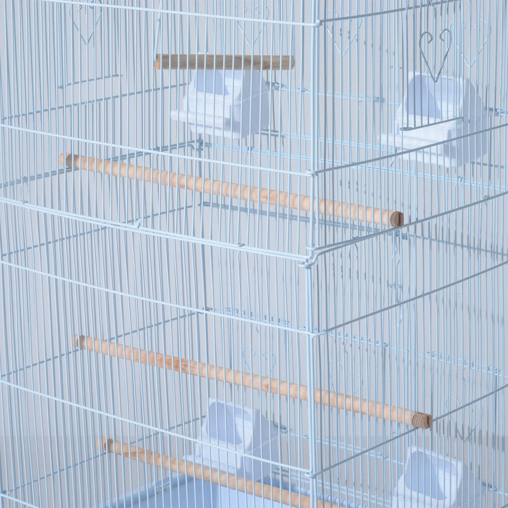 White Metal Bird Cage with Wheels Z618