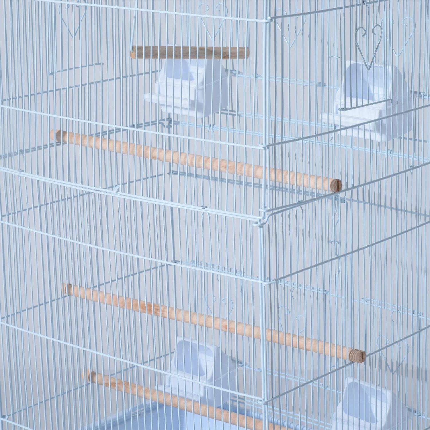 White Metal Bird Cage with Wheels Z618