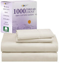 1000 Thread Count Queen Size 4 Pc 100% Cotton Sateen Bed Sheets (White) Y688749