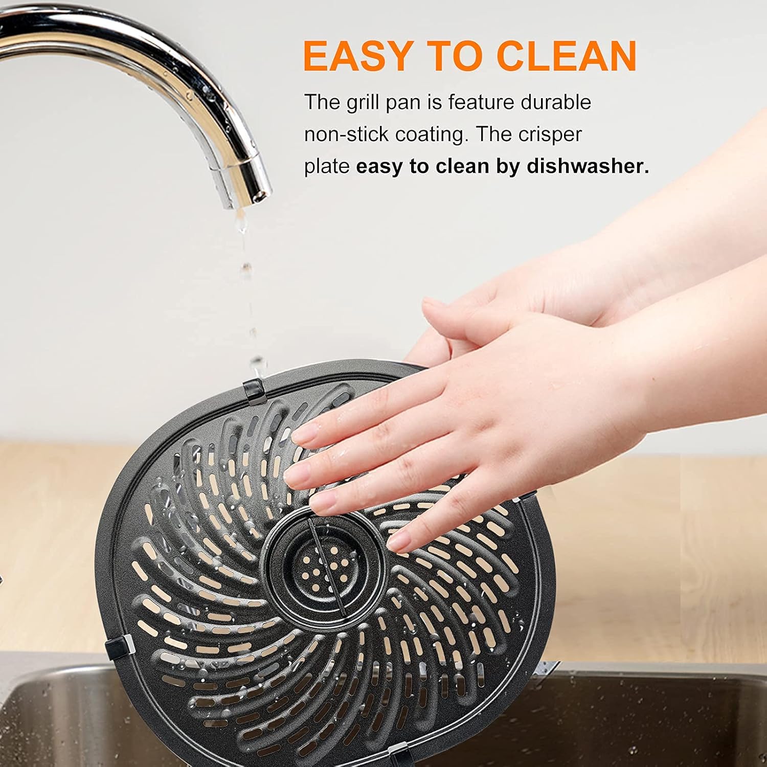 Nonstick Air Fryer Crisper Plate Tray with Rubber Bumpers for 7QT Air Fryer Y40902