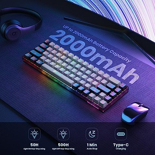 65% Wireless Gaming Keyboard, 68 Keys Ultra-Compact Anti-ghosting No-Conflict (Black-Grey) S82924