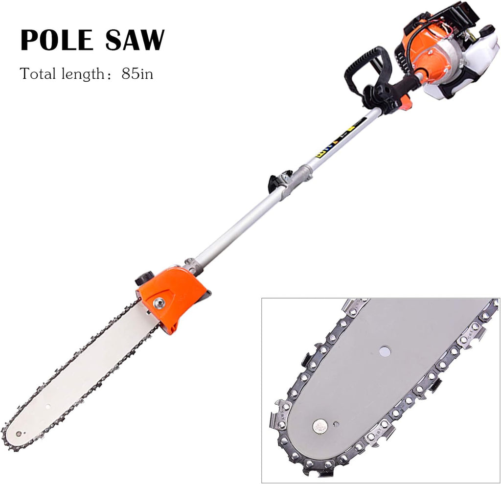 52cc 6 in 1 Gas Petrol Hedge Trimmer Brush Cutter Chainsaw Grass Pruner Multifunctional Y447