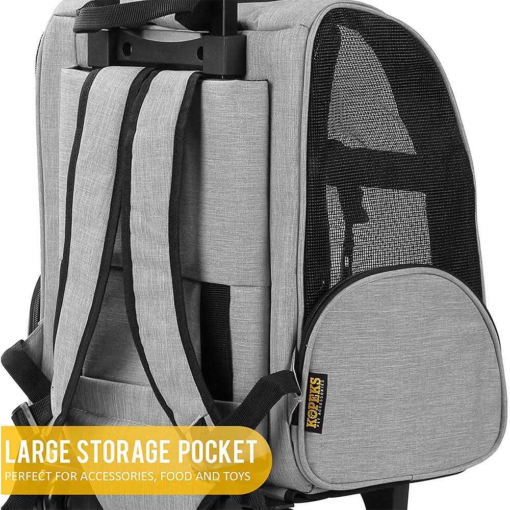 Deluxe Backpack Pet Travel Carrier with Double Wheels O740594