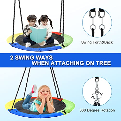 43inch Saucer Tree Swing with A Frame Swing Stand Heavy Duty Metal Frame A53837