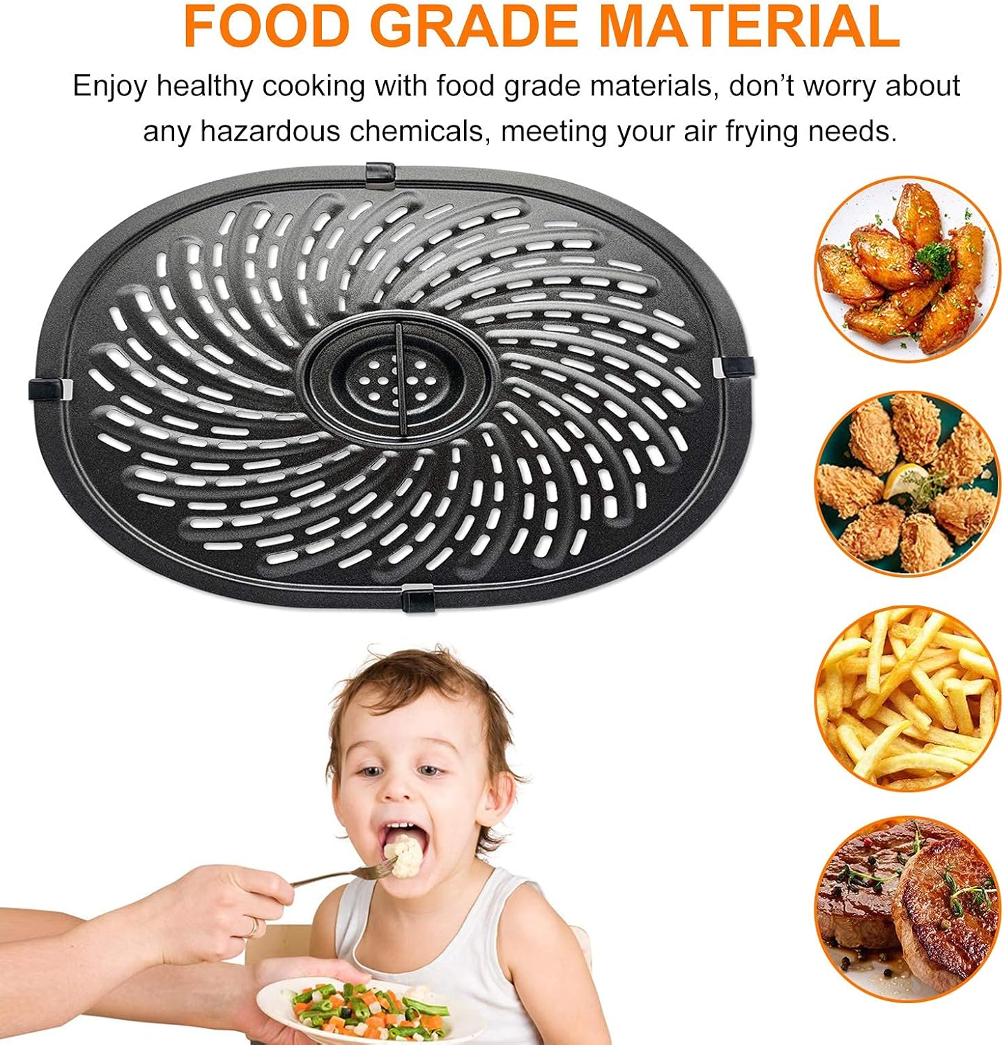 Nonstick Air Fryer Crisper Plate Tray with Rubber Bumpers for 7QT Air Fryer Y40902
