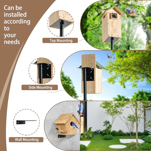 77 Inch Rust-Proof Metal Bird Feeder Pole with 5-Prong Base and 2 Plates S9949