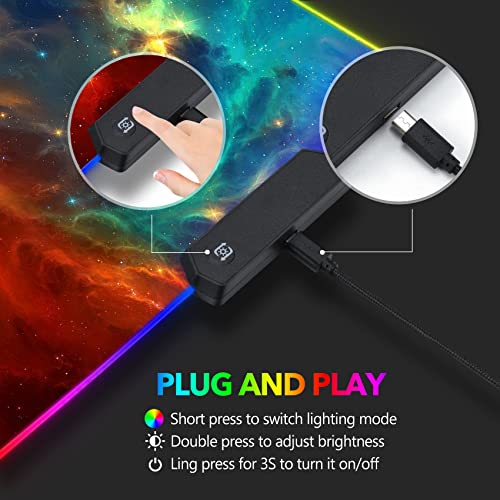 RGB Gaming Mouse Pad Large 35.4 x 15.8 inch Non-Slip Rubber Base P7913
