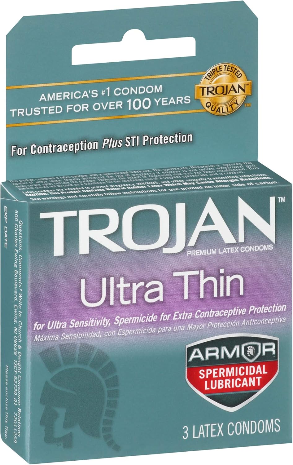 Ultra Thin Spermicidal Condom, 3 Count J973