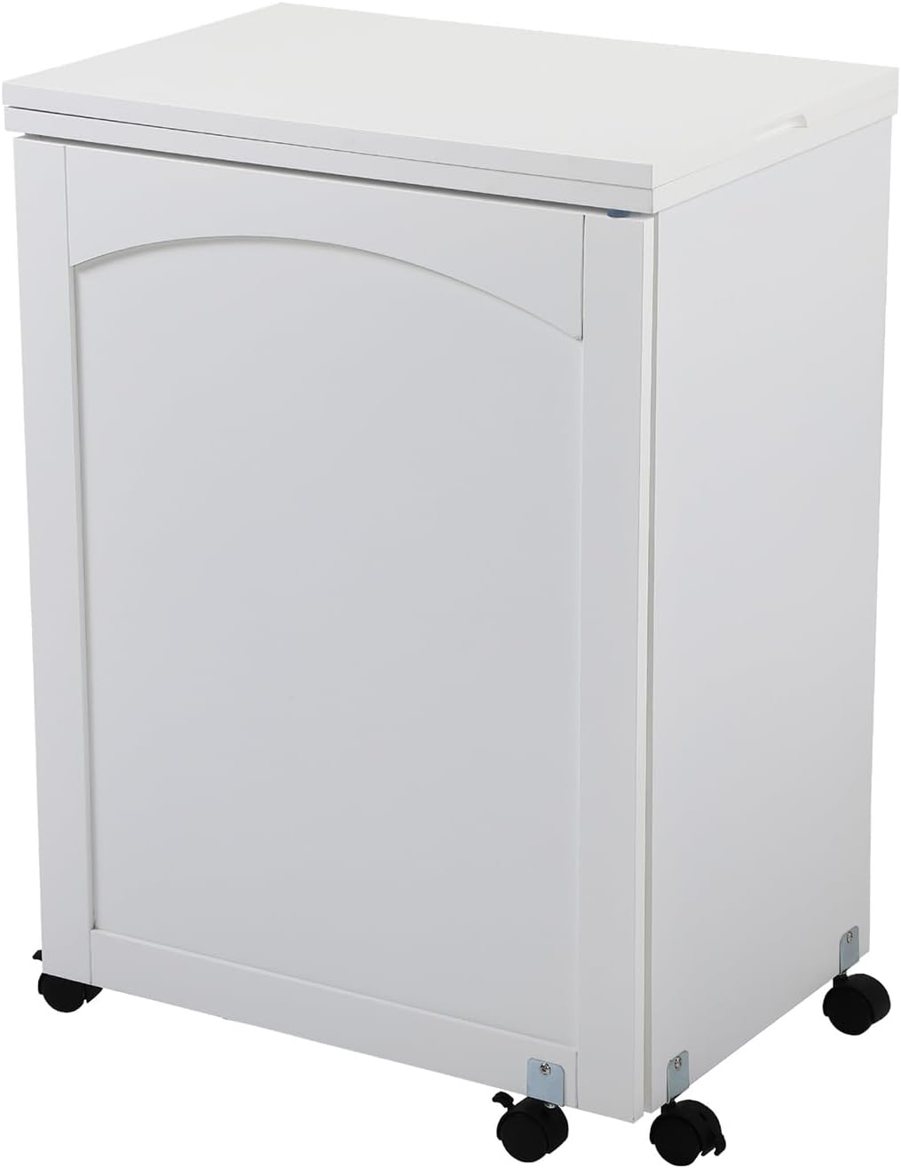 White Folding Sewing Craft Cart with Storage Shelves and Lockable Casters O78634