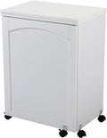 White Folding Sewing Craft Cart with Storage Shelves and Lockable Casters O78634