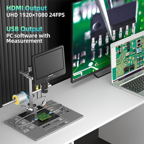 7'' HDMI Digital Microscope with 3 Lens 2160P Video Record and 32GB Card O4324
