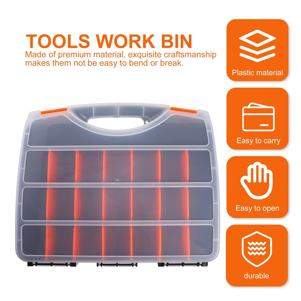 2pcs Black Orange Impact Resistant Polymer Storage Bins With Removable Dividers I902