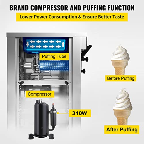 Soft Serve Ice Cream Machine, 3.4 Gal/H, Single Flavor, 1200W M641