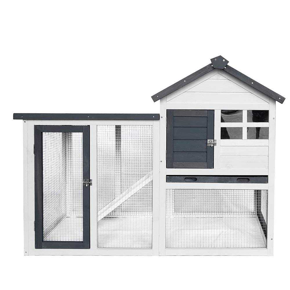48''L Rabbit Hutch Wood Pet Cage J42851