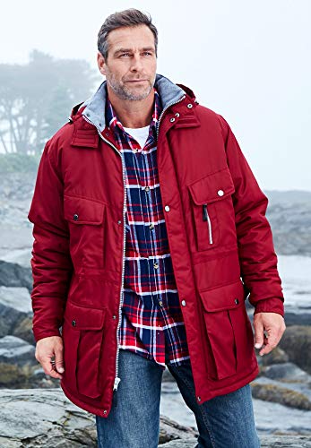 Men's Big & Tall Fleece-Lined Parka With Detachable Hood And 6 Pockets K950