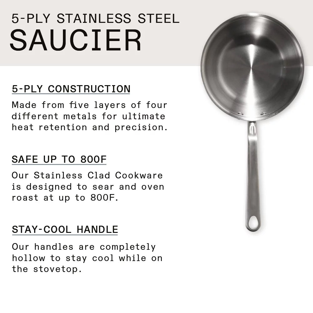 2 Quart Stainless Steel Saucier Pan P131