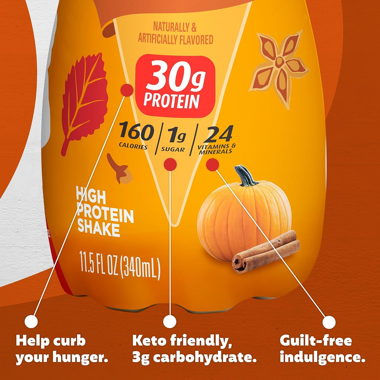 Pumpkin Spice 30g Protein Shake 11.5 Fl Oz Pack of 12 O19280