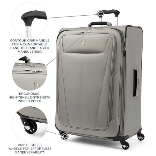 Slate Green Softside Expandable Carry on Luggage with 4 Spinner Wheels Y661