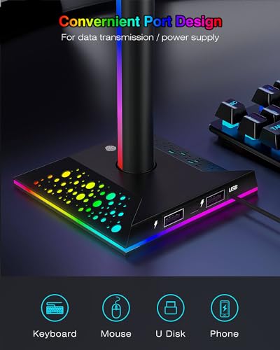 RGB Headset Stand with 2 USB Charger Y731