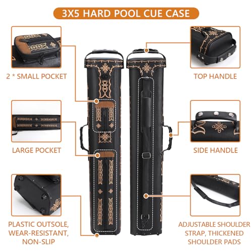 3x5 Hard Pool Cue Case Leatherette W338