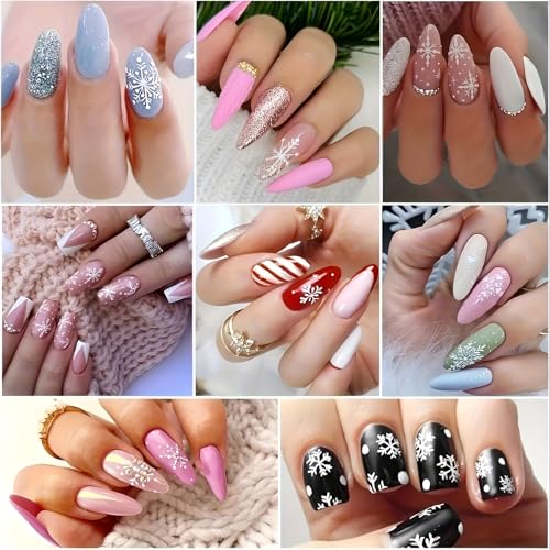 16 Sheets 7 Holiday Nail Art Stickers, Variety Pack All Season Nail Decals with Tweezers, 3D Self-Adhesive Nail Decoration X33993