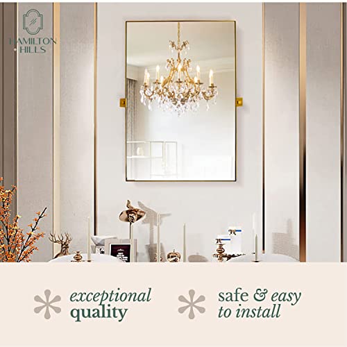 24x36 inch Gold Metal Framed Rectangular Pivot Mirror X745