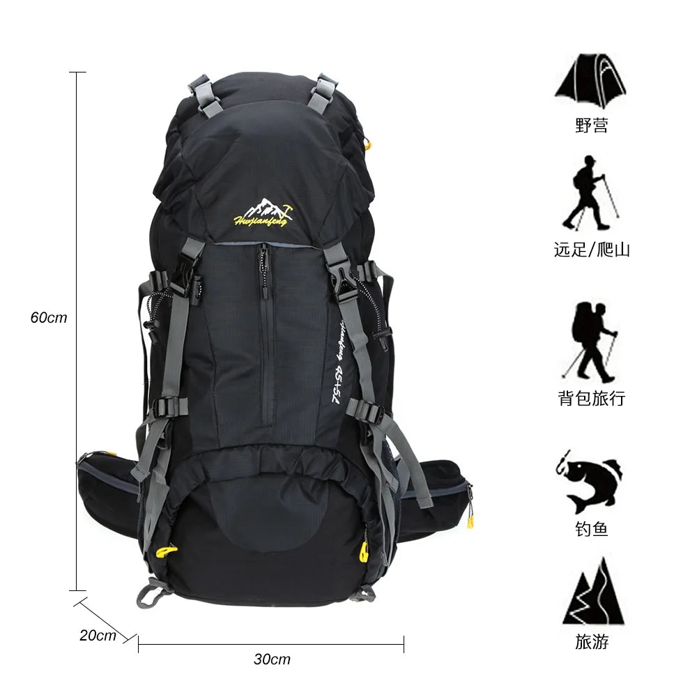 50L Waterproof Outdoor Hiking Backpack with Rain Cover J28813