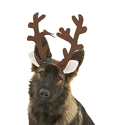 Brown Reindeer Dog Antlers Headband Pet Christmas Costume B741