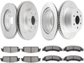 Drilled and Slotted Disc Brake Rotor and Ceramic Pad Set N742
