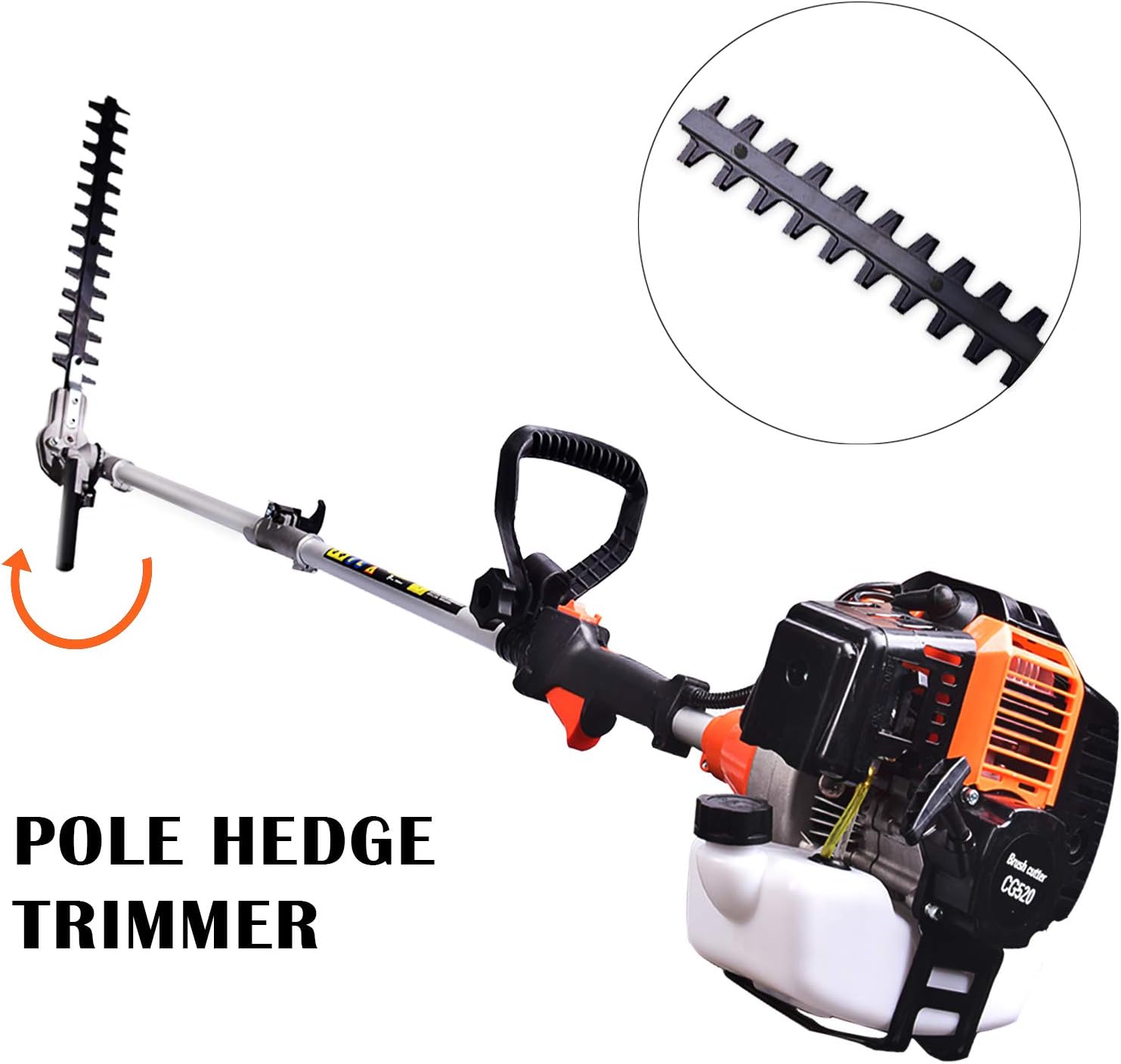 52cc 6 in 1 Gas Petrol Hedge Trimmer Brush Cutter Chainsaw Grass Pruner Multifunctional Y447