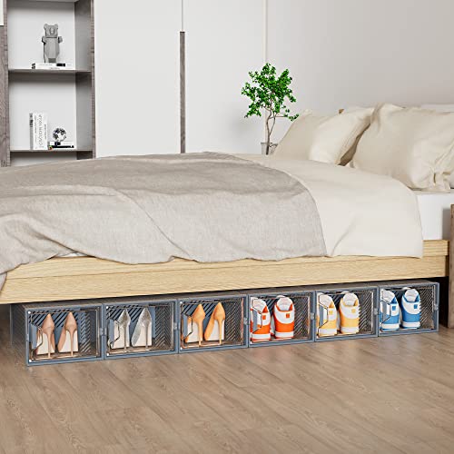 12 Pack Clear Plastic Stackable Shoe Storage Boxes C2311